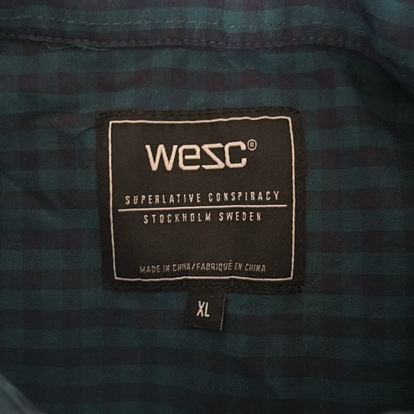 Blue Plaid Wesc Button Down Shirt XL - Picture 5 of 9
